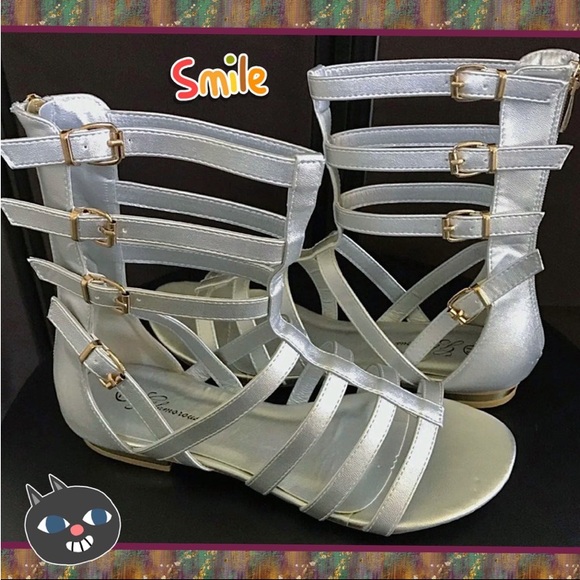 NEW 7.5 SILVER AMAZING & BOLD GLADIATOR BOOTIES/SANDALS SHOES SIZZLE - Picture 3 of 14